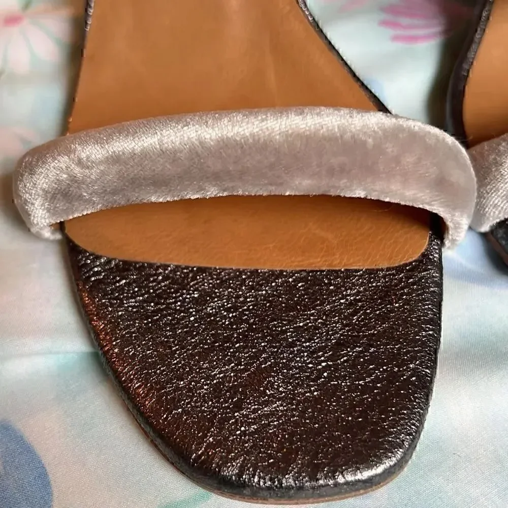 Coclico Tamara Gunmetal Velvet Strappy Heels Wood - 40.5